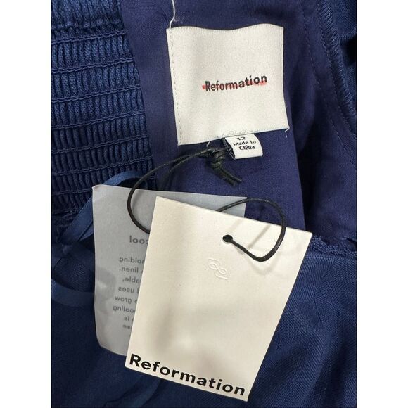 Reformation Marella Linen Midi-Dress IN Danube US 12 $278 - Picture 10 of 10